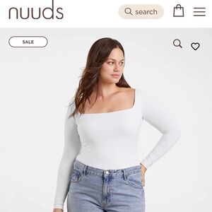 Nuuds Wide Square Neck Bodysuit - Smalll, long sleeve